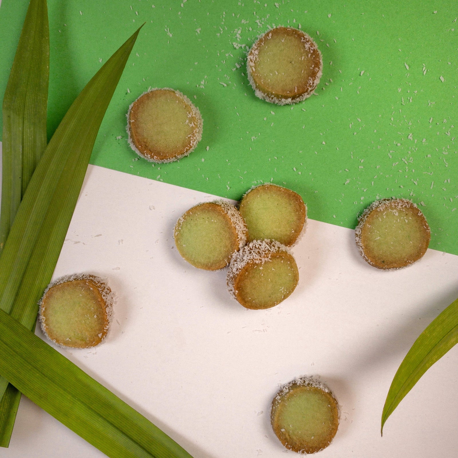 Pandan Coconut Sable Cookies