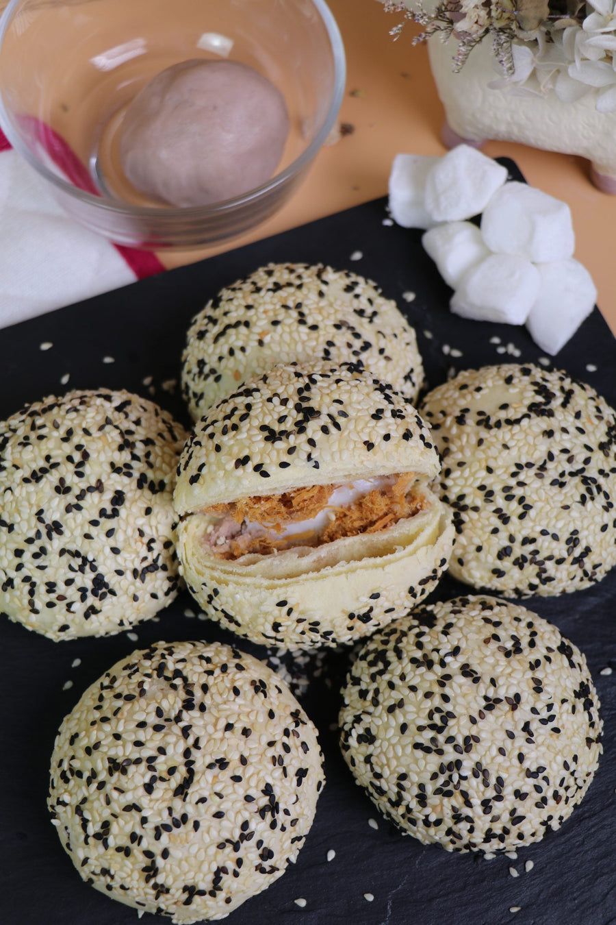 Chicken Floss Yam Mochi Ba Si Biscuit