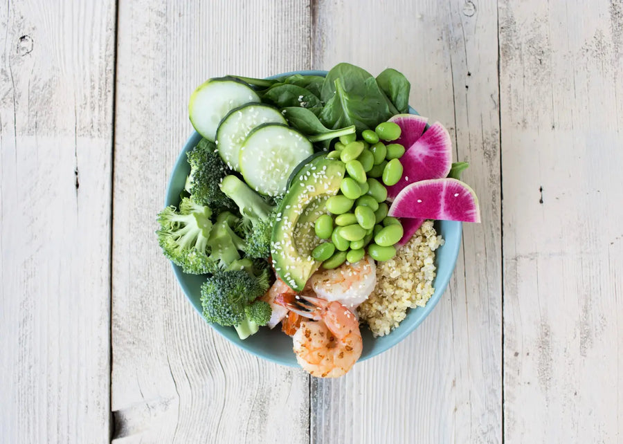 Sesame Shrimp Millet and Quinoa Grain Bowl