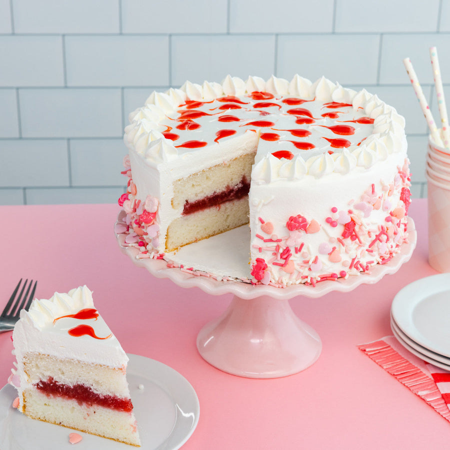 Strawberry Sweetheart Drizzle Cake