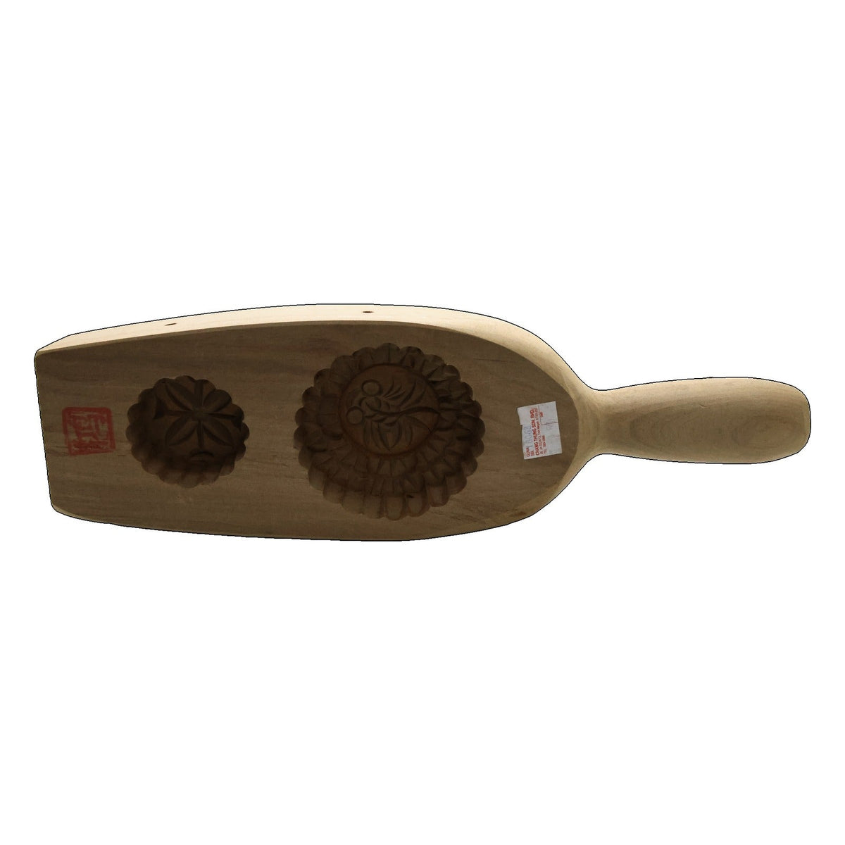 WOODEN MOONCAKE MOULD – FISH SHAPE DESIGN, ROUND, 2 CAVITIES (BB214)