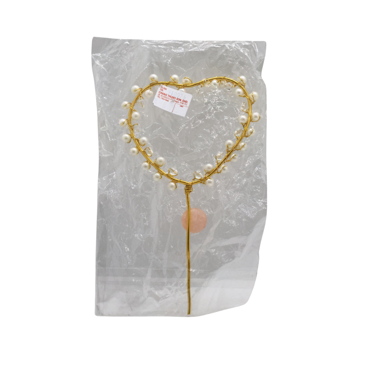 DECORATIVE CROWN-PEARLY HEART 1PC