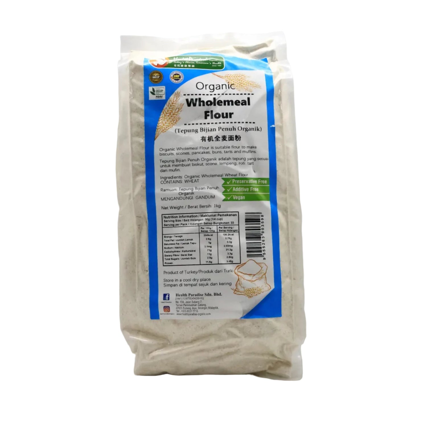 FLOUR-WHOLEMEAL ORGANIC 1KG
